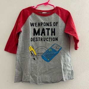Red and Gray Graphic Tee Raglan Sleeves Math Funny Shirt Size 5/6